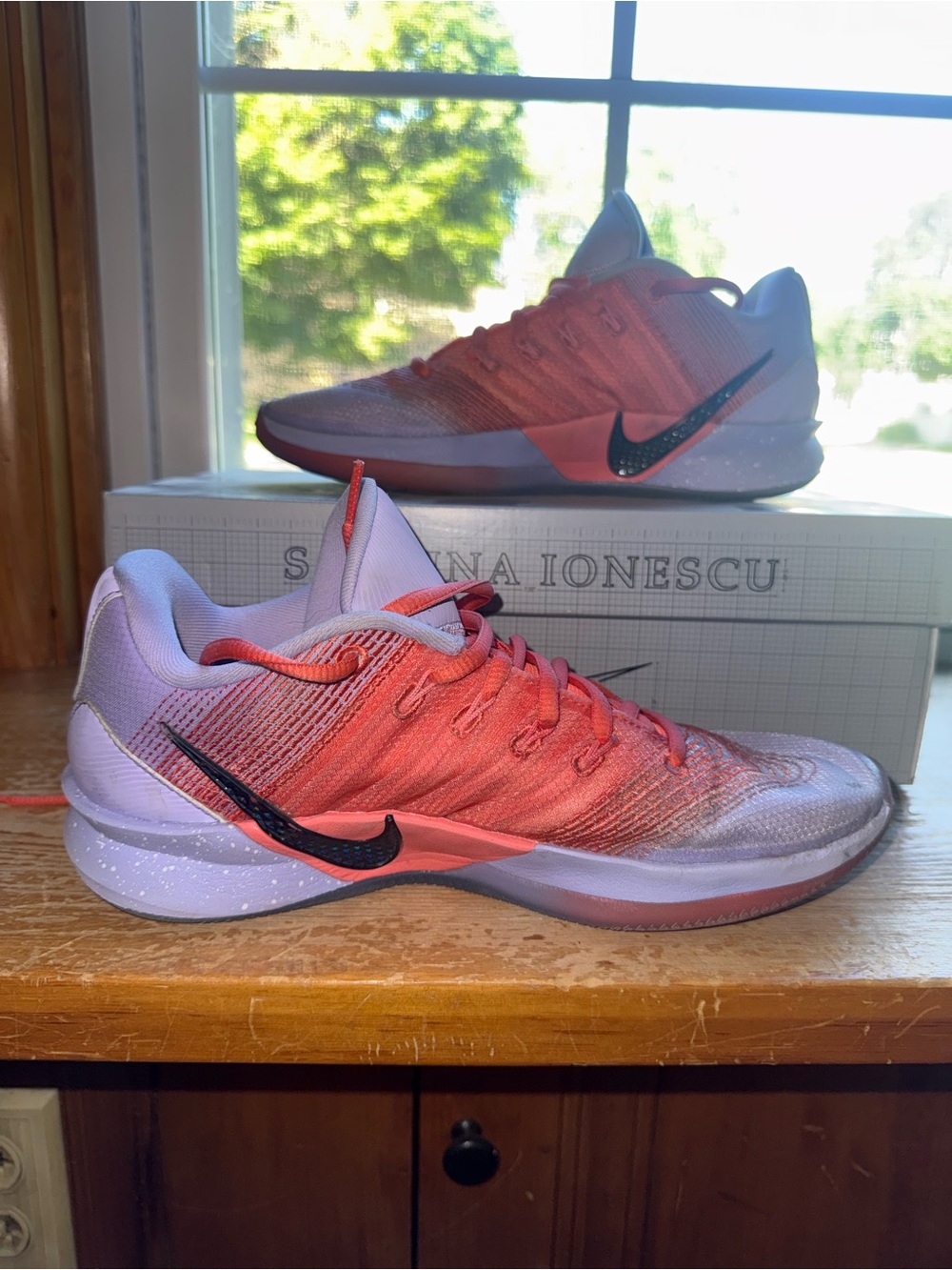 Nike Sabrina 3 Coral and lavendar Low-Top Trainers with Black Swoosh